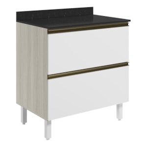Balcao Com Tampo 2G 80cm MDF Kali 16412 Bianco Toq Branco Uv Nicioli