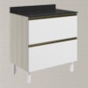 Balcao Com Tampo 2G 80cm MDF Kali 16412 Bianco Toq Branco Uv Nicioli