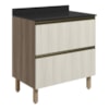 Balcao Com Tampo 2G 80cm MDF Kali 16412 Carvalho Toq Bianco Toq Nicioli