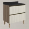 Balcao Com Tampo 2G 80cm MDF Kali 16412 Carvalho Toq Bianco Toq Nicioli