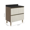 Balcao Com Tampo 2G 80cm MDF Kali 16412 Carvalho Toq Bianco Toq Nicioli