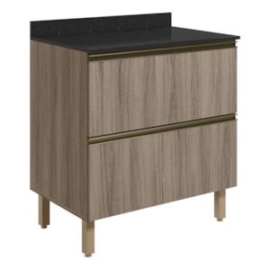 Balcao Com Tampo 2G 80cm MDF Kali 16412 Carvalho Toq Carvalho Toq Nicioli