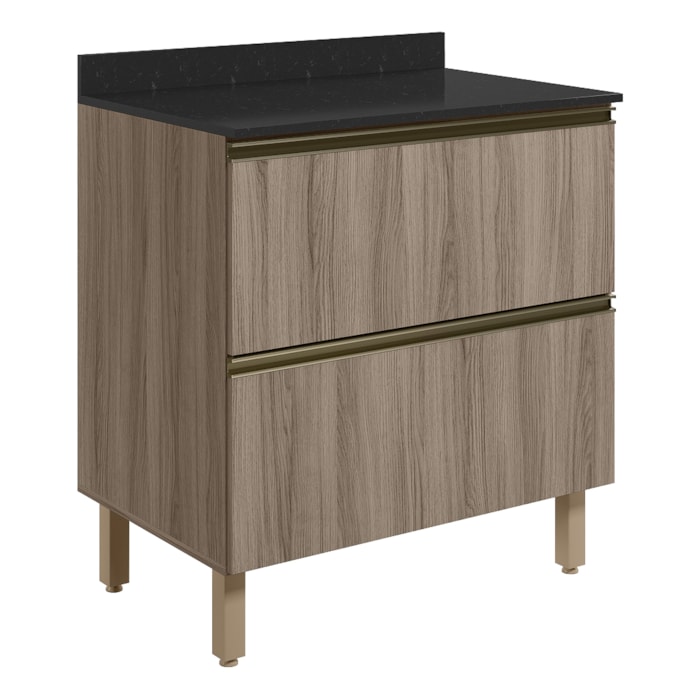 Balcao Com Tampo 2G 80cm MDF Kali 16412 Carvalho Toq Carvalho Toq Nicioli