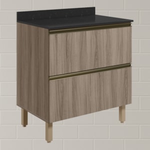 Balcao Com Tampo 2G 80cm MDF Kali 16412 Carvalho Toq Carvalho Toq Nicioli