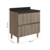 Balcao Com Tampo 2G 80cm MDF Kali 16412 Carvalho Toq Carvalho Toq Nicioli