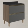 Balcao Com Tampo 2G 80cm MDF Kali 16412 Carvalho Toq Chumbo Nicioli