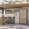 Balcao Com Tampo 2G 80cm MDF Kali 16412 Carvalho Toq Chumbo Nicioli