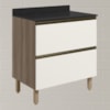 Balcao Com Tampo 2G 80cm MDF Kali 16412 Carvalho Toq Off White Cetim Nicioli