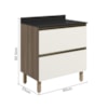 Balcao Com Tampo 2G 80cm MDF Kali 16412 Carvalho Toq Off White Cetim Nicioli