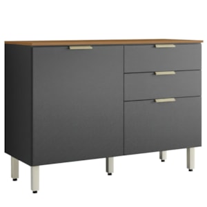 Balcao Com Tampo 2P 2G 120 cm Alba Amendola Grafito Prime Demobile