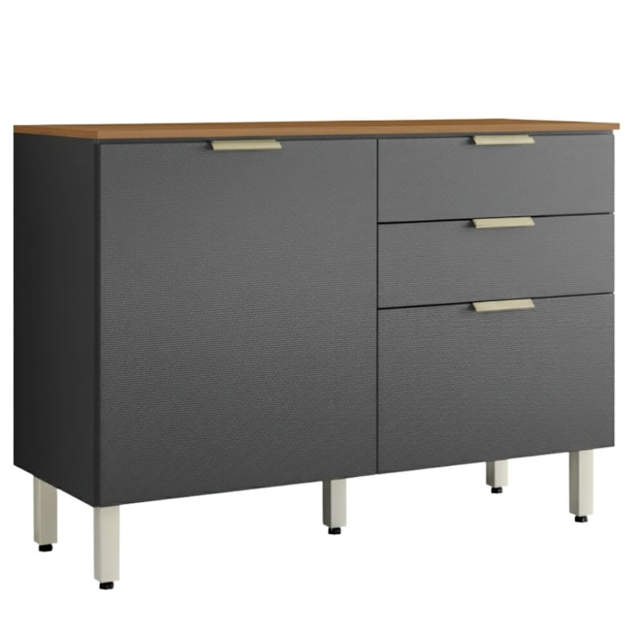 Balcao Com Tampo 2P 2G 120 cm Alba Amendola Grafito Prime Demobile