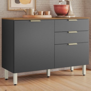 Balcao Com Tampo 2P 2G 120 cm Alba Amendola Grafito Prime Demobile