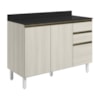 Balcao Com Tampo 2P 3G 120cm MDF Kali 16417 Bianco Toq Bianco Toq Nicioli