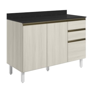 Balcao Com Tampo 2P 3G 120cm MDF Kali 16417 Bianco Toq Bianco Toq Nicioli