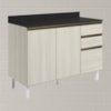 Balcao Com Tampo 2P 3G 120cm MDF Kali 16417 Bianco Toq Bianco Toq Nicioli