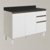 Balcao Com Tampo 2P 3G 120cm MDF Kali 16417 Bianco Toq Branco Uv Nicioli