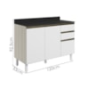 Balcao Com Tampo 2P 3G 120cm MDF Kali 16417 Bianco Toq Branco Uv Nicioli