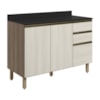 Balcao Com Tampo 2P 3G 120cm MDF Kali 16417 Carvalho Toq Bianco Toq Nicioli