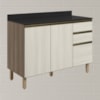 Balcao Com Tampo 2P 3G 120cm MDF Kali 16417 Carvalho Toq Bianco Toq Nicioli