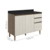 Balcao Com Tampo 2P 3G 120cm MDF Kali 16417 Carvalho Toq Bianco Toq Nicioli