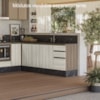 Balcao Com Tampo 2P 3G 120cm MDF Kali 16417 Carvalho Toq Bianco Toq Nicioli