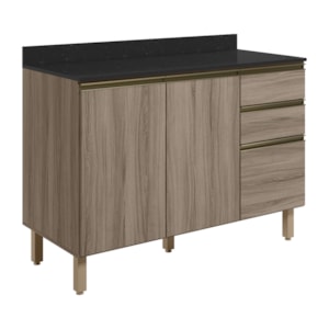 Balcao Com Tampo 2P 3G 120cm MDF Kali 16417 Carvalho Toq Carvalho Toq Nicioli