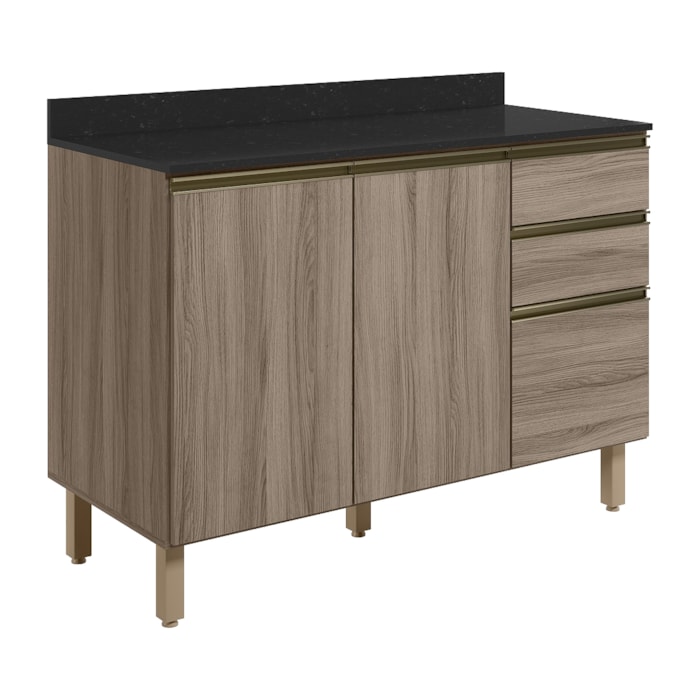 Balcao Com Tampo 2P 3G 120cm MDF Kali 16417 Carvalho Toq Carvalho Toq Nicioli