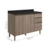 Balcao Com Tampo 2P 3G 120cm MDF Kali 16417 Carvalho Toq Carvalho Toq Nicioli
