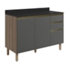 Balcao Com Tampo 2P 3G 120cm MDF Kali 16417 Carvalho Toq Chumbo Nicioli