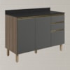 Balcao Com Tampo 2P 3G 120cm MDF Kali 16417 Carvalho Toq Chumbo Nicioli