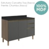 Balcao Com Tampo 2P 3G 120cm MDF Kali 16417 Carvalho Toq Chumbo Nicioli