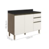 Balcao Com Tampo 2P 3G 120cm MDF Kali 16417 Carvalho Toq Off White Cetim Nicioli