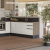 Balcao Com Tampo 2P 3G 120cm MDF Kali 16417 Carvalho Toq Off White Cetim Nicioli