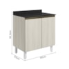 Balcao Com Tampo 2P 60 cm MDF Kali 12220 Bianco Toq Bianco Toq Nicioli
