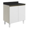 Balcao Com Tampo 2P 60 cm MDF Kali 12220 Bianco Toq Branco Uv Nicioli