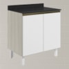 Balcao Com Tampo 2P 60 cm MDF Kali 12220 Bianco Toq Branco Uv Nicioli