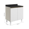 Balcao Com Tampo 2P 60 cm MDF Kali 12220 Bianco Toq Branco Uv Nicioli