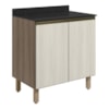 Balcao Com Tampo 2P 60 cm MDF Kali 12220 Carvalho Toq Bianco Toq Nicioli