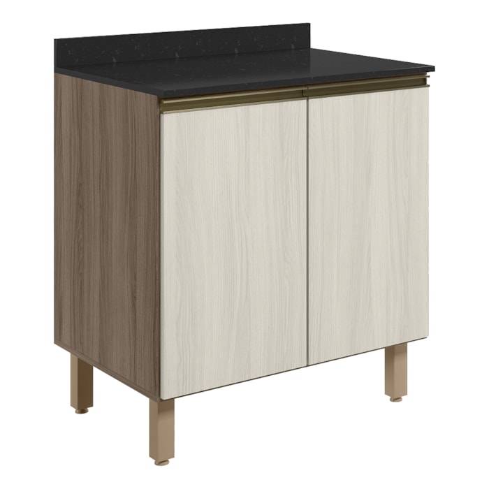 Balcao Com Tampo 2P 60 cm MDF Kali 12220 Carvalho Toq Bianco Toq Nicioli
