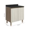 Balcao Com Tampo 2P 60 cm MDF Kali 12220 Carvalho Toq Bianco Toq Nicioli