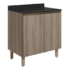 Balcao Com Tampo 2P 60 cm MDF Kali 12220 Carvalho Toq Carvalho Toq Nicioli