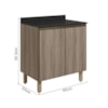 Balcao Com Tampo 2P 60 cm MDF Kali 12220 Carvalho Toq Carvalho Toq Nicioli