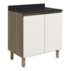 Balcao Com Tampo 2P 60 cm MDF Kali 12220 Carvalho Toq Off White Cetim Nicioli