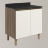 Balcao Com Tampo 2P 60 cm MDF Kali 12220 Carvalho Toq Off White Cetim Nicioli