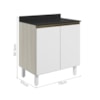 Balcao Com Tampo 2P 70 cm MDF Kali 12221 Bianco Toq Branco Uv Nicioli