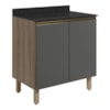Balcao Com Tampo 2P 70 cm MDF Kali 12221 Carvalho Toq Chumbo Nicioli