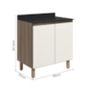 Balcao Com Tampo 2P 80 cm MDF Kali 12223 Carvalho Toq Off White Cetim Nicioli