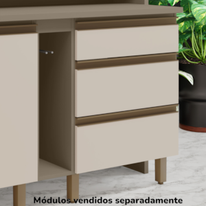 Balcão Com Tampo 3 Gavetas 60 cm Connect Duna Cristal Henn