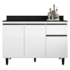 Balcao Com Tampo 3 Portas 1 Gaveta 120 cm Canada Branco RUDK