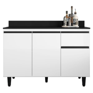 Balcao Com Tampo 3 Portas 1 Gaveta 120 cm Canada Branco RUDK
